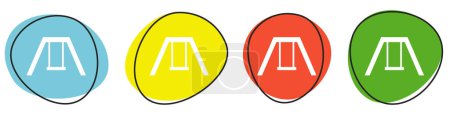 Foto de 4 botones coloridos que muestran los iconos del patio azul, amarillo, rojo, verde - Imagen libre de derechos