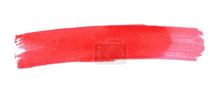 Hand made red watercolor stripe on white background