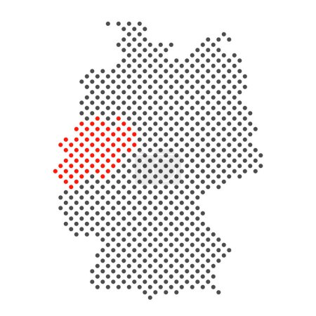 État fédéral Nordrhein-Westfalen : Carte simplifiée de l'Allemagne avec marquage rouge