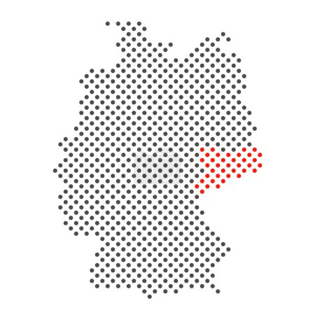 Bundesland Sachsen: Vereinfachte Deutschlandkarte mit roter Markierung