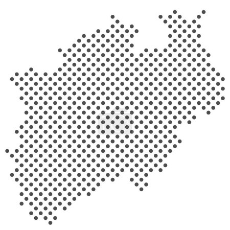 Mapa del estado federal de Nordrhein-Westfalen en Alemania con puntos