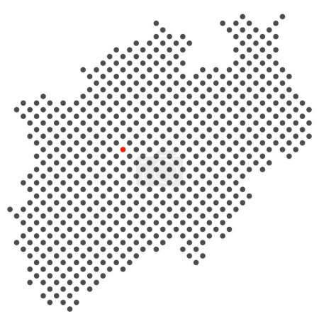 Markierung von Bochum in Deutschland auf der punktierten Karte des Landes Nordrhein-Westfalen