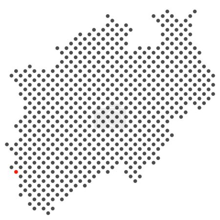 Markierung von Bielefeld in Deutschland auf der punktierten Karte des Landes Nordrhein-Westfalen