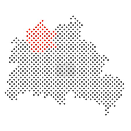 Téléchargez les photos : District Reinickendorf à Berlin - Carte simplifiée en pointillés - en image libre de droit