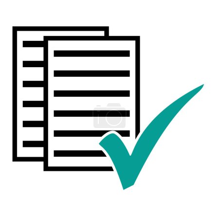 Documents or papers with green check mark icon