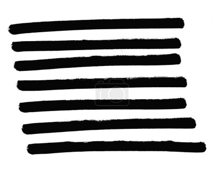 Set mit 7 handbemalten Pinselstrichen mit schwarzer Farbe