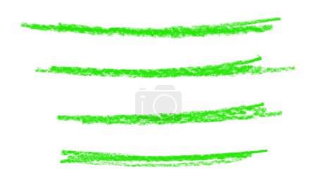Collection de 4 traits de craie sales peints à la main avec une couleur verte