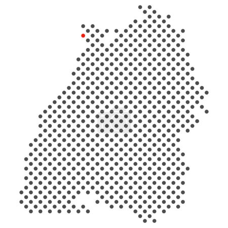 Téléchargez les photos : Ville de Mannheim en Allemagne - carte avec des points de l'État fédéral Bade-Wurtemberg - en image libre de droit