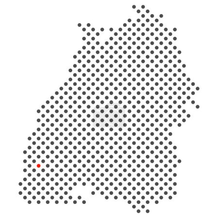 Téléchargez les photos : Ville de Fribourg en Allemagne - carte avec des points de l'État fédéral Bade-Wurtemberg - en image libre de droit
