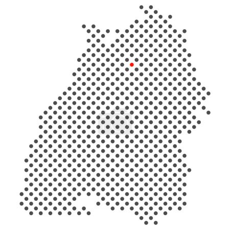 City Heilbronn in Germany - map with dots of federal State Baden-Wuerttemberg
