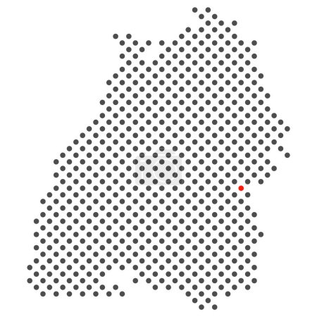 Téléchargez les photos : Ville Ulm en Allemagne - carte avec des points de l'État fédéral Baden-Wuerttemberg - en image libre de droit