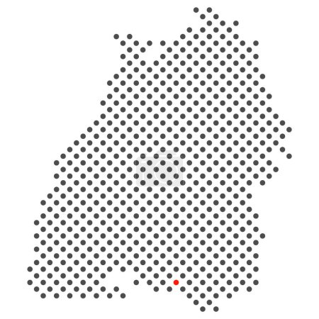 Téléchargez les photos : Ville de Konstanz en Allemagne - carte avec des points de l'État fédéral Bade-Wurtemberg - en image libre de droit