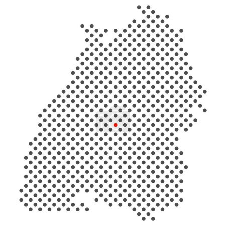 Ville de Tuebingen en Allemagne - carte avec des points de l'État fédéral Bade-Wurtemberg