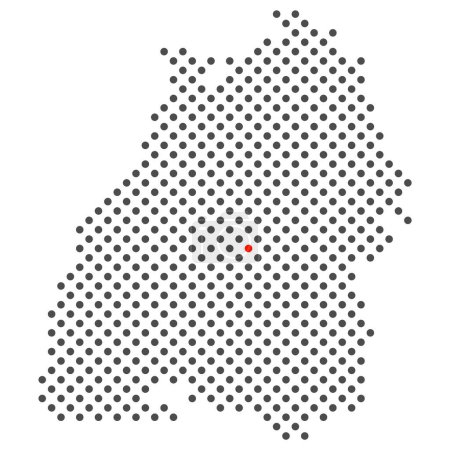 City Reutlingen in Germany - map with dots of federal State Baden-Wuerttemberg