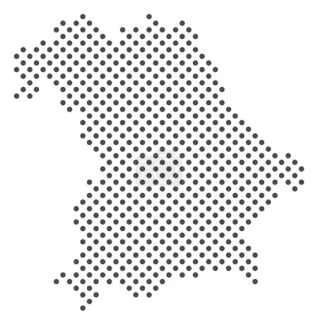 Map of federal state Bavaria in Germany with dots