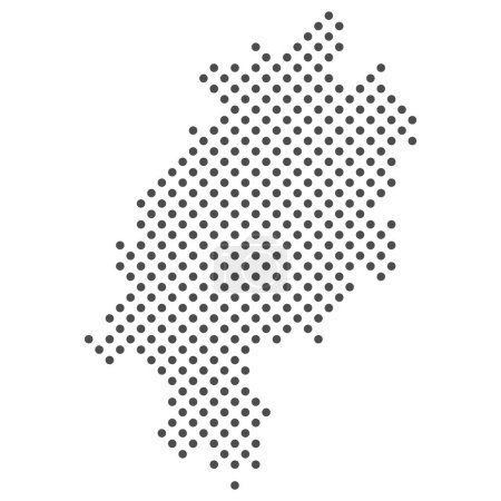 Map of federal state Hessen in Germany with dots