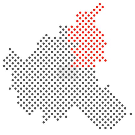 District Wandsbek in Hamburg: Simple map with dots