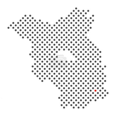 City Cottbus in Germany - map with dots of federal State Brandenburg