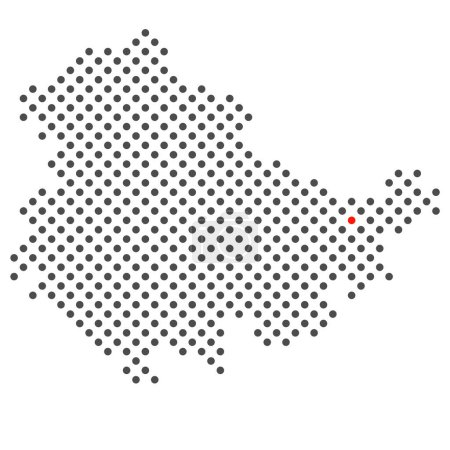 City Gera in Germany - map with dots of federal State Thueringen