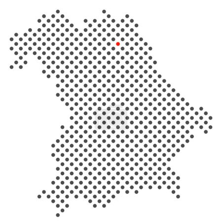 City Bayreuth in Germany - map with dots of federal State Bavaria