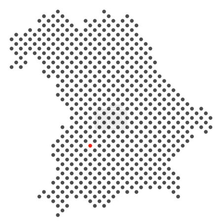 City Augsburg in Germany - map with dots of federal State Bavaria