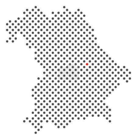 City Regensburg in Germany - map with dots of federal State Bavaria