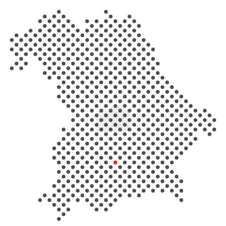 City Munich in Germany - map with dots of federal State Bavaria