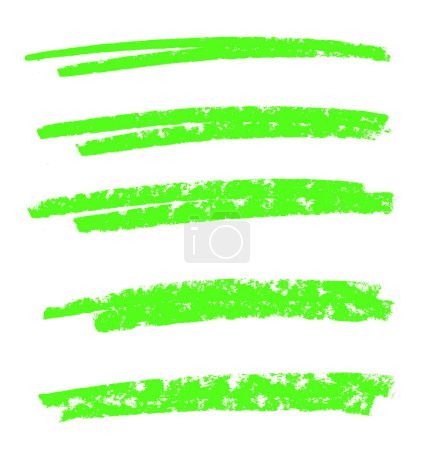 4 traits de craie peints sales de couleur verte