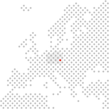 Téléchargez les photos : Ville Prague en République tchèque - Carte simple en pointillés de l'Europe avec position rouge - en image libre de droit