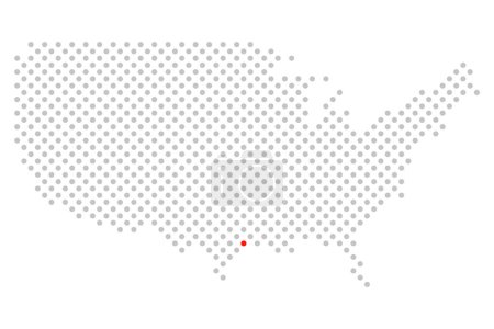 Téléchargez les photos : Ville Houston aux États-Unis : Carte simplifiée de l'Amérique avec point rouge - en image libre de droit