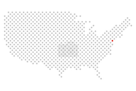 Téléchargez les photos : City Philapelphia aux États-Unis : Carte simplifiée de l'Amérique avec point rouge - en image libre de droit