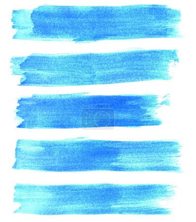 Set of blue watercolor brush textures