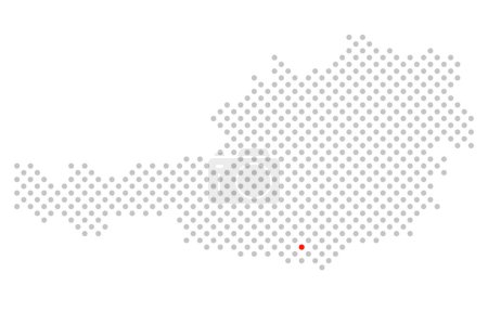 Téléchargez les photos : Ville de Klagenfurt en Autriche : Carte simplifiée avec point rouge - en image libre de droit