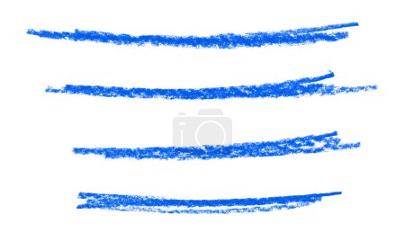 Collection de 4 traits de craie sales peints à la main avec une couleur bleue