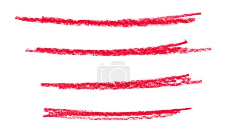 Collection de 4 traits de craie sales peints à la main avec couleur rouge