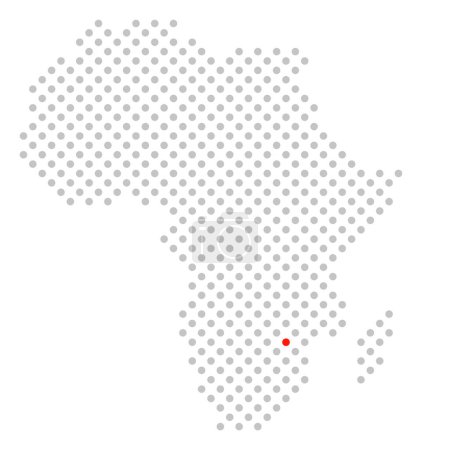Harare in Simbabwe - Punktierte Afrika-Karte mit roter Markierung