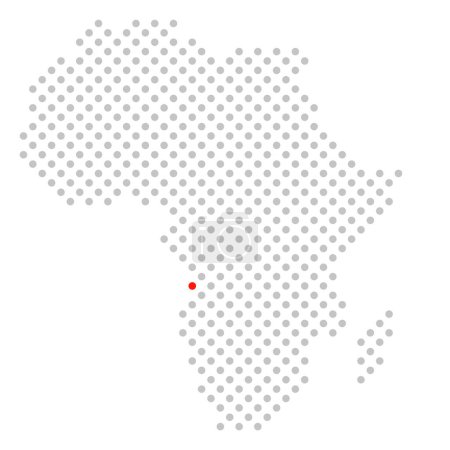 Luanda in Angola - punktierte Afrika-Karte mit roter Markierung