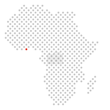 Accra in Ghana - gepunktete Afrika-Karte mit roter Markierung