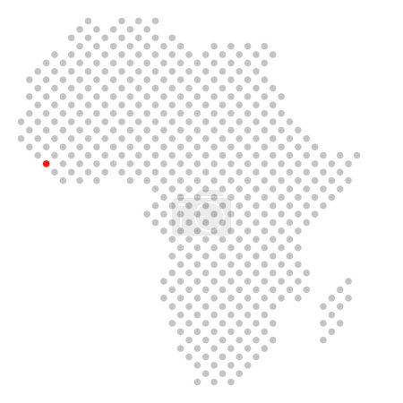 Monrovia au Libéria - Carte de l'Afrique pointillée avec marquage rouge