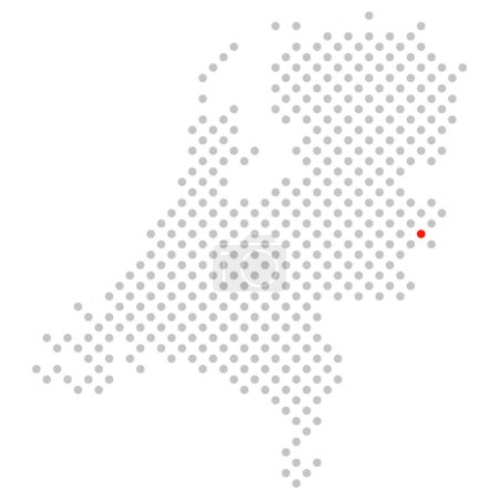 Enschede - Mapa punteado de los Países Bajos con marcado rojo