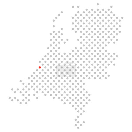 Téléchargez les photos : De Hague - Carte pointillée des Pays-Bas avec marquage rouge - en image libre de droit