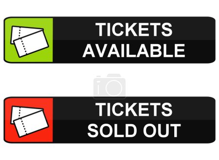 Buttonbanner grün und rot: Tickets verfügbar und Tickets ausverkauft