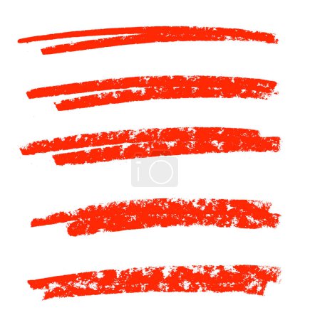 Skizze von 5 handgemalten Pinselstrichen mit roter Farbe