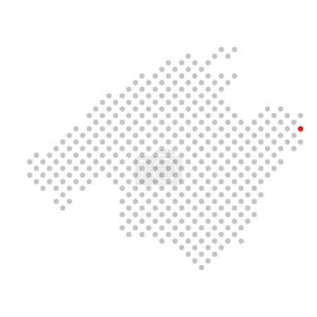 Cala Rajada - Mapa punteado de Mallorca con marcado rojo
