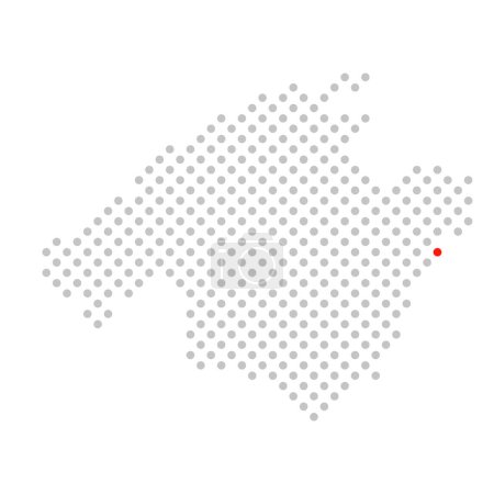 Cala Millor - Dotted map of Mallorca with red marking