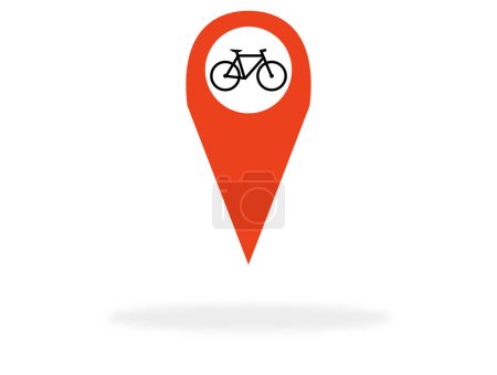 Rote Markierung für Karte, die Fahrrad zeigt