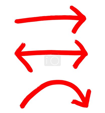 3 rote Pinselpfeile, die in verschiedene Richtungen zeigen