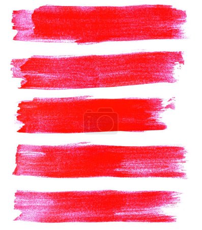 Set of red watercolor brush stripes