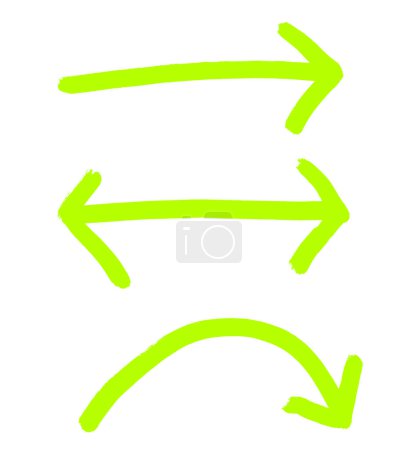 3 grüne Pinselpfeile, die in verschiedene Richtungen zeigen