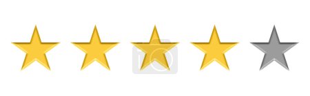 4 von 5 Sternen - Bewertungssymbole auf weißem Hintergrund
